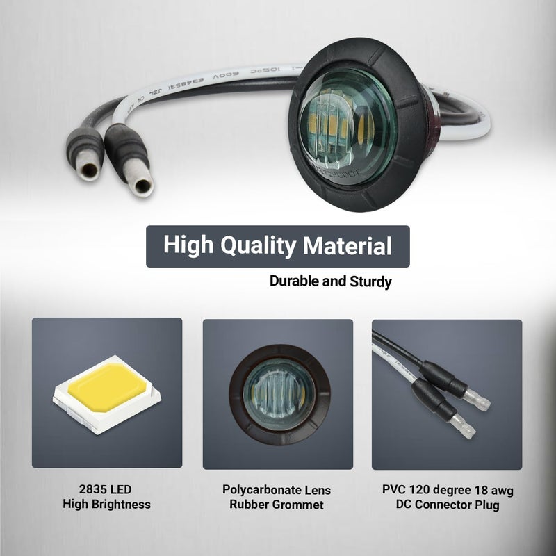 TMH 20 Pcs of 3/4 Inch Side Marker Smoked Lens Amber Lights with Connector Plug + 2 Pin Continuous Wire Harness, Plug and Play Hassle-Free Installation for Truck Trailer RV Pickup - Image 4